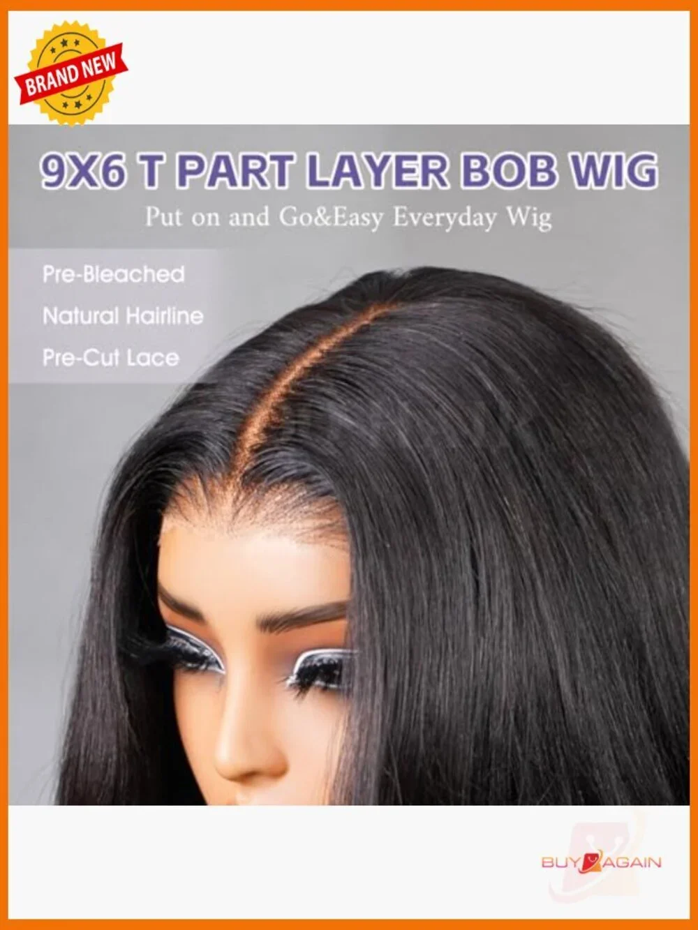 Pre-Bleached 180% Density Yaki Straight Human Hair Bob Wig 9x6 HD Lace Closure